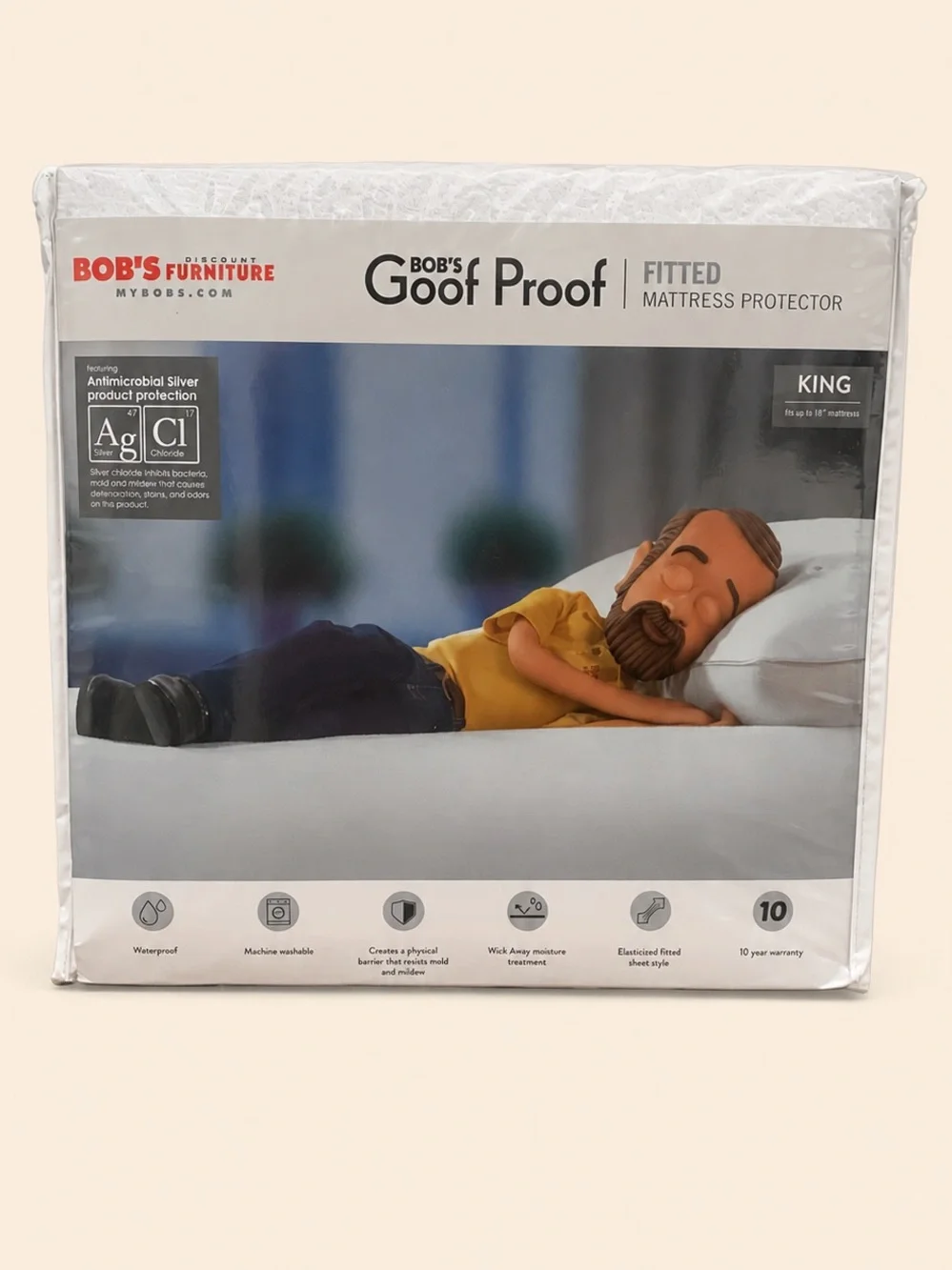 Bob's Goof Proof King Fitted Mattress Protector - White
